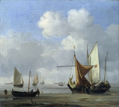 Small Dutch Vessels Aground at Low Water in a Calm by Willem van de Velde the Younger