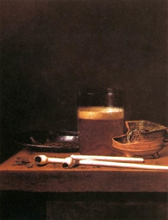 Still Life with a Glass of Beer, a Brazier and Clay Pipes by Jan Jansz van de Velde
