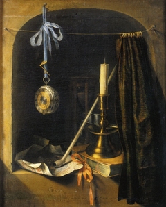 Still life with candle and watch