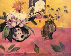 Still Life with Head-Shaped Vase and Japanese Woodcut by Paul Gauguin