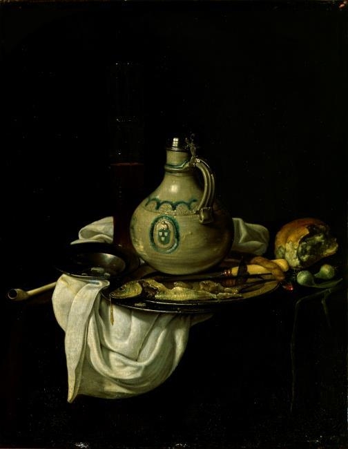 Still life with jug and herring