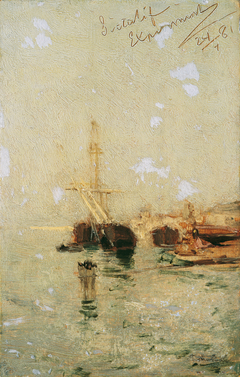 Studie aus Venedig mit Schiff by August von Pettenkofen