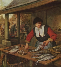 The Fishwife in her Marketstall by Adriaen van Ostade