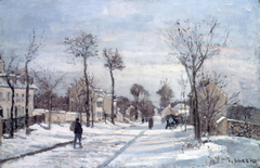 The Road to Versailles, Louveciennes, Snow by Camille Pissarro