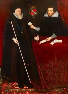 Thomas Sackville, 1st Earl of Dorset (1536-1608) being presented with Petitions by his Secretary by Unknown Artist