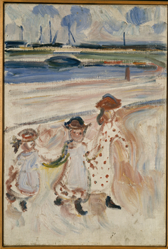 Three Small Girls on the Beach