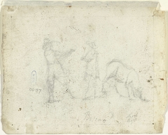 Twee mannen in gesprek nabij een paard by Moses ter Borch