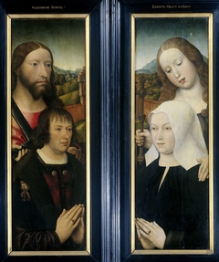 Two Wings of a Triptych with the Donor, Thomas Isaacq, accompanied by Saint Thomas (left, outer wing), and the Donor's Wife accompanied by Saint Margaret (right, outer wing) by Master of the Magdalen Legend