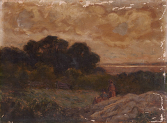 Untitled (Landscape with Two Women Reclining on Rocks)