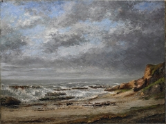 View of a rough sea near a cliff by Gustave Courbet