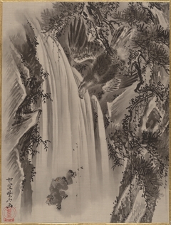 Waterfall, Eagle and Monkey by Kawanabe Kyōsai
