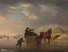 Winter Scene (Horse-Sleigh on the Ice) by Andries Vermeulen