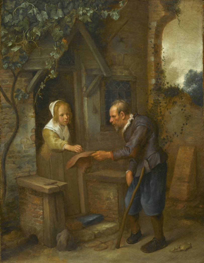 Young Girl Giving Alms to an Old Man