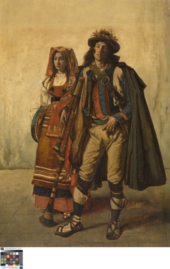 Zampogna player and his wife by Jan August Hendrik Leys