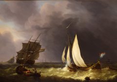 Zeegezicht bij opkomende storm by Martinus Schouman