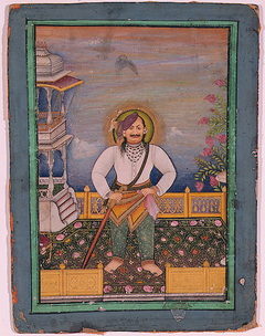 A Bundelkhand Raja standing on his terrace