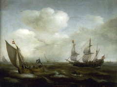 A Dutch Ship and a Kaag in a Fresh Breeze