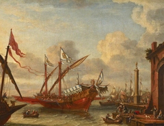 A Galley off a Mediterranean Port by Lorenzo a Castro
