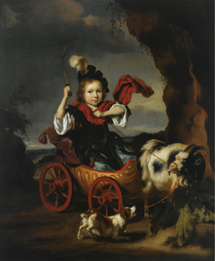 A Portrait of a young Boy in a Goat Cart