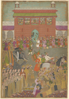 A Procession Scene with Musicians, from a copy of the Padshanama by Anonymous