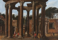 A Ruined Temple with a Sacrificial Scene