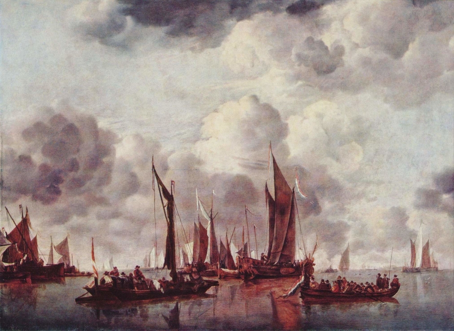 A Shipping Scene with a Dutch Yacht firing a Salute