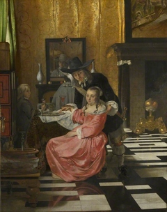 An Interior, with a Woman refusing a Glass of Wine by Anonymous