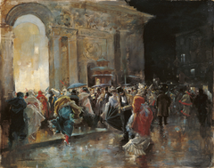 Arriving at the Theatre on a Night of a Masqued Ball by Eugenio Lucas Villaamil