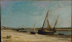 Boats on the Seacoast at Étaples by Charles-François Daubigny
