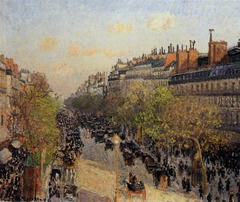 Boulevard Montmartre, Sunset - Le Boulevard Montmartre, Coucher du Soleil by Camille Pissarro