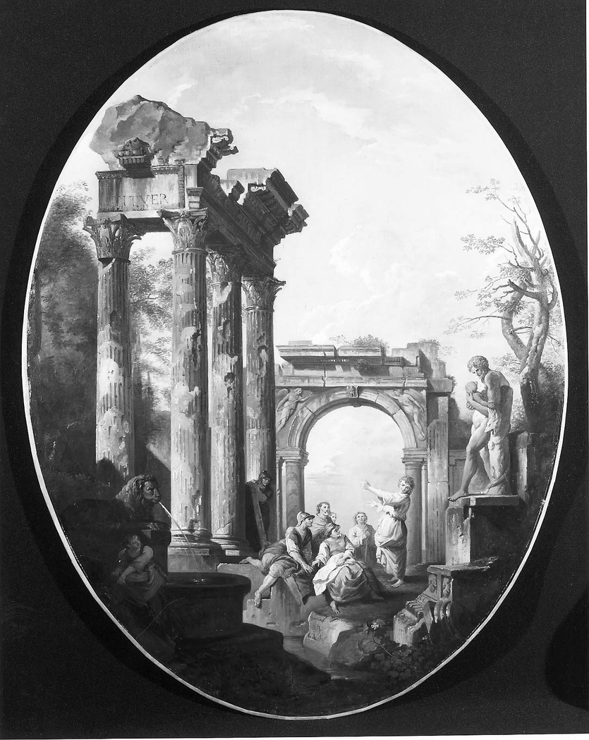 Capriccio of Roman Ruins with a Statue of Silenus and Dionysus