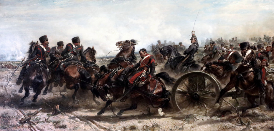 Charge de l'artillerie de la garde impériale à Traktir en Crimée, le 16 août 1855