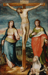 Christ on the Cross with Saints Mary, John the Evangelist and Catherine of Siena