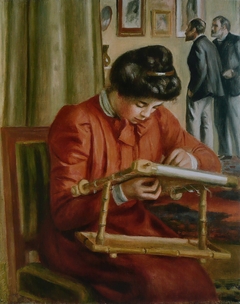 Christine Lerolle Embroidering by Auguste Renoir