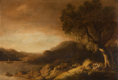 Classical Landscape with a Shepherdess and her Flock.