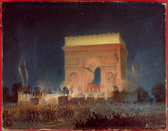 Distribution des drapeaux de la Garde Nationale, devant l'Arc de Triomphe, le 20 avril 1848 by Jean Charles Geslin