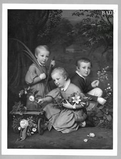 Drei Prinzen von Hanau im Garten beim Blumenpflücken