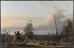 Dutch Ships in the Roads of Texel; in the middle the 'Gouden Leeuw',  the Flagship of Cornelis Tromp by Ludolf Bakhuysen