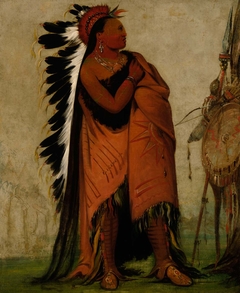 Eé-hee-a-duck-cée-a, He Who Ties His Hair Before by George Catlin