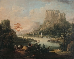 Elbe landscape with the fortress Königstein