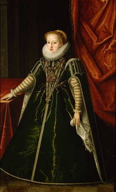 Erzherzogin Gregoria Maximiliane (1581-1597), Tochter von Karl II. von Innerösterreich, im Alter von 11 bis 12 Jahren in ganzer Figur by Jakob de Monte