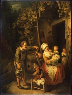 Family of peasants before a house