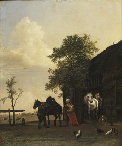 Figures with Horses by a Stable by Paulus Potter