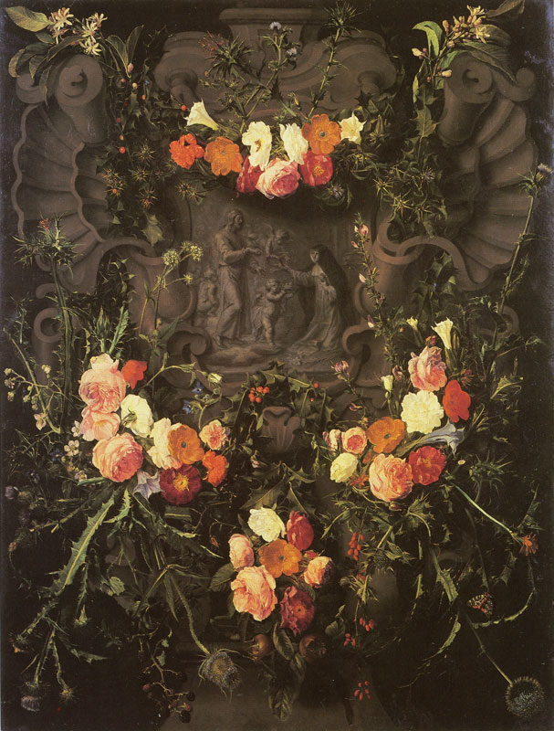 Flower garland with Saint Catherine