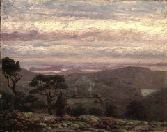 Friars in an Evening Landscape by Olaf Isaachsen