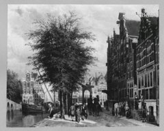 Gracht in Amsterdam by Cornelis Springer