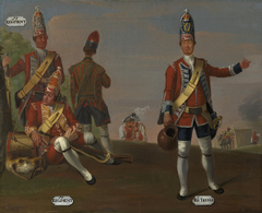 Grenadiers, 16th and 17th Regiments of Foot, and Grenadier and Drummer, 18th Royal Irish Regiment of Foot, 1751