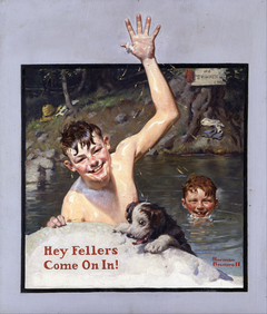 Hey Fellers, Come On In! by Norman Rockwell