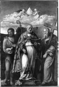 Hll. Nikolaus von Bari, Johannes d. T. und Philippus by Rocco Marconi