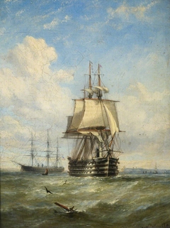 HMS Marlborough and Minotaur by William Adolphus Knell